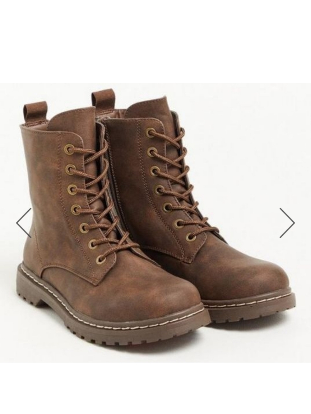 Womens Brown Lace-Up Combat Boots